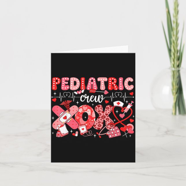 Xoxo Nurse Pediatric Crew Nurse Valentine Leopard  Card (Front)