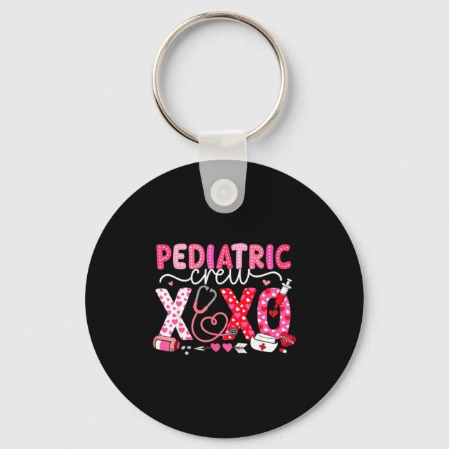 Xoxo Nurse Pediatric Crew Nurse Valentine Leopard  Keychain (Front)