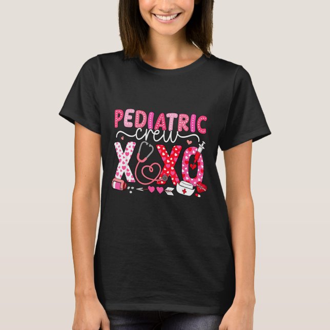 Xoxo Nurse Pediatric Crew Nurse Valentine Leopard  T-Shirt (Front)