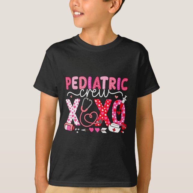 Xoxo Nurse Pediatric Crew Nurse Valentine Leopard  T-Shirt (Front)