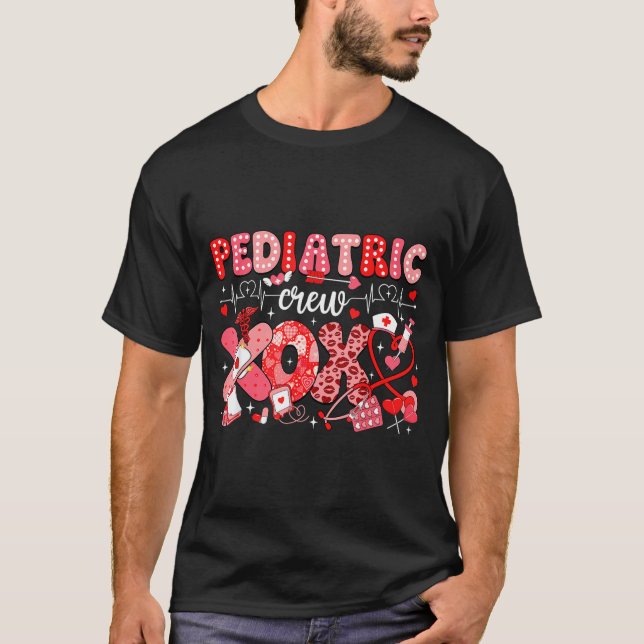 Xoxo Nurse Pediatric Crew Nurse Valentine Leopard  T-Shirt (Front)