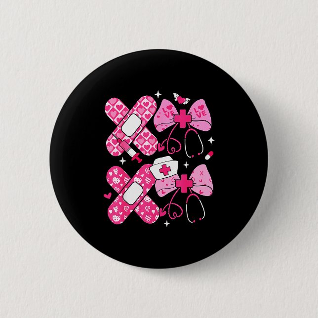 Xoxo Nurse Valentines Day Stethoscope Valentine Nu Button (Front)