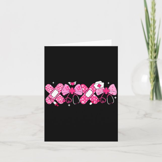 Xoxo Nurse Valentines Day Stethoscope Valentine Nu Card (Front)