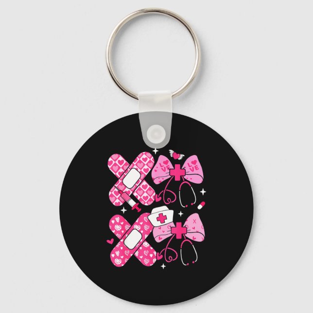 Xoxo Nurse Valentines Day Stethoscope Valentine Nu Keychain (Front)