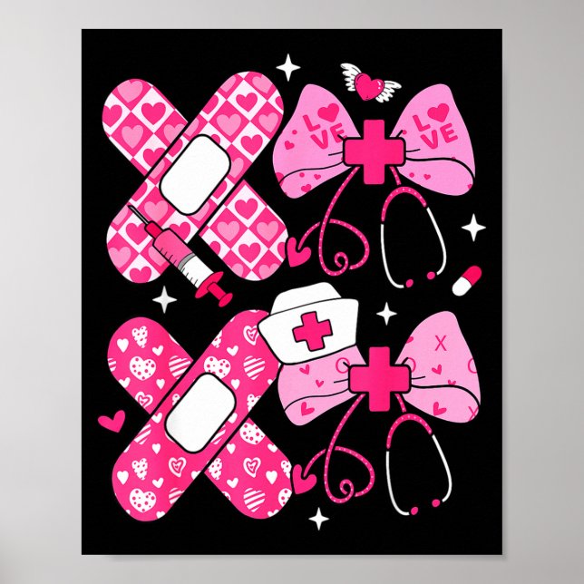 Xoxo Nurse Valentines Day Stethoscope Valentine Nu Poster (Front)