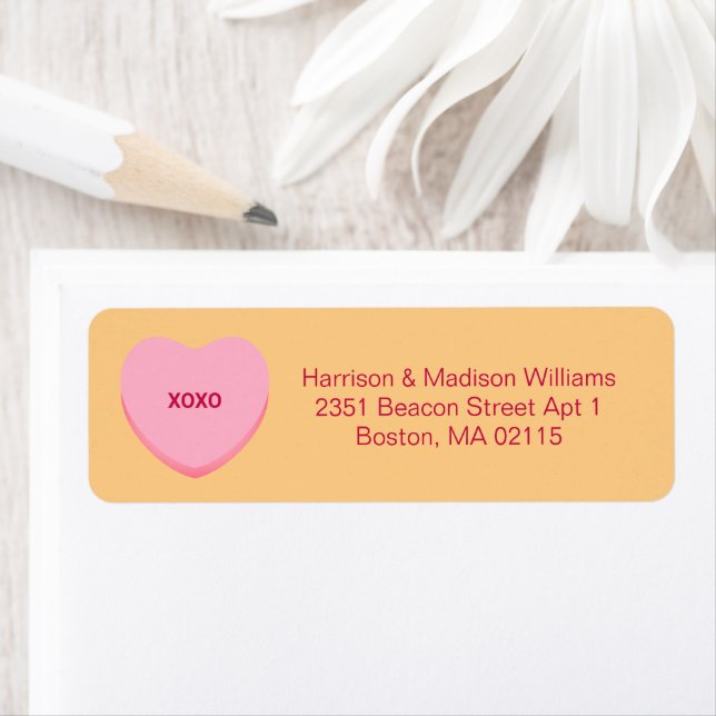 XOXO orange conversation heart Valentine's Day Label (Insitu)