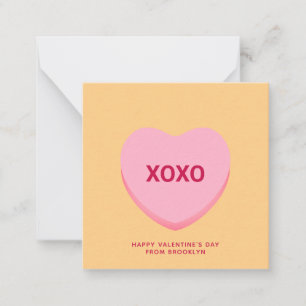 XOXO orange conversation heart Valentine's Day Note Card