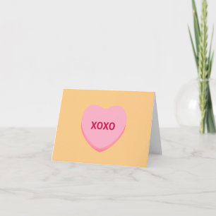 XOXO orange pink conversation heart Valentine's Card
