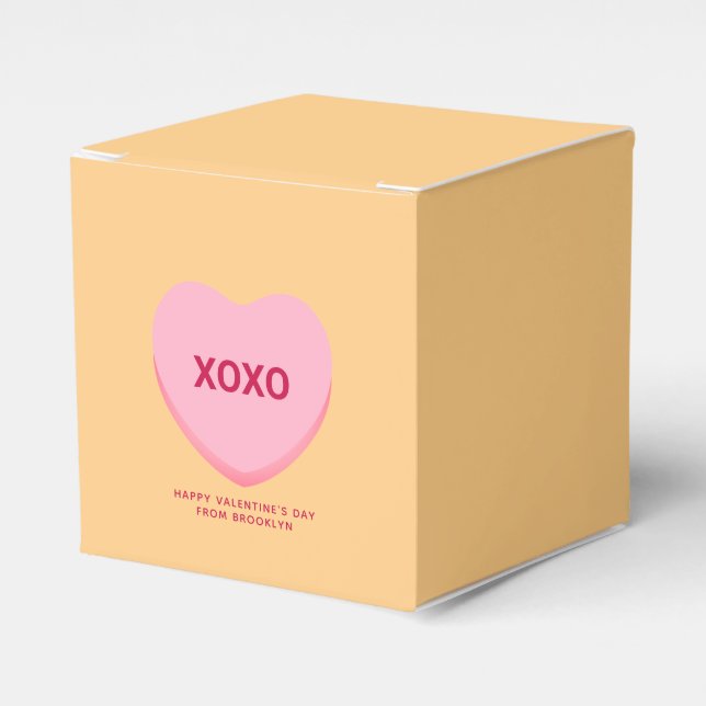 XOXO orange pink conversation heart Valentine's Favor Boxes (Front Side)