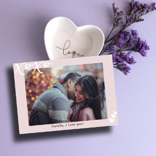 XOXO Personalized Photo I Modern Pink I Valentines Holiday Card