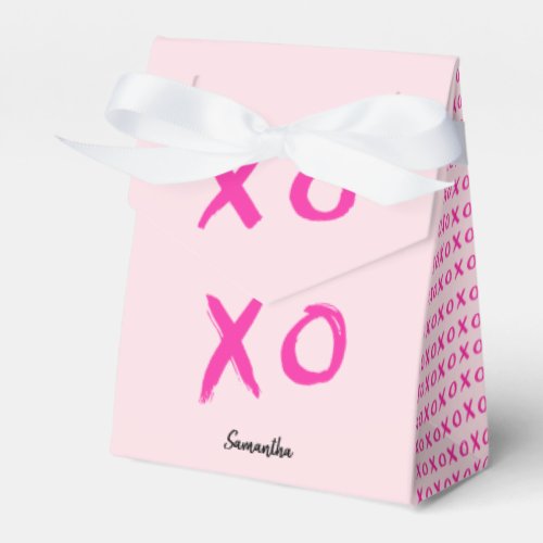 XOXO Personalized Valentines Day Pink Favor Boxes