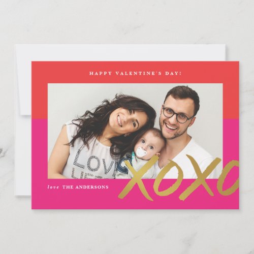 XOXO Photo Valentines Day Card faux foil