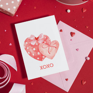 XOXO Pink and Red Valentines Heart Card