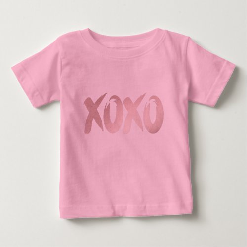 XOXO Pink  Cute Hand Lettered Brush Script Baby T_Shirt