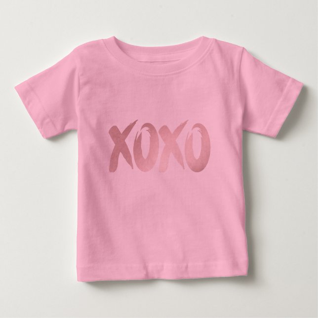 XOXO Pink | Cute Hand Lettered Brush Script Baby T-Shirt (Front)