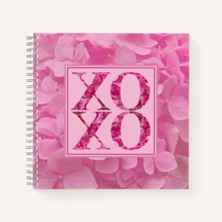 XOXO Pink Floral Typography Journal Notebook