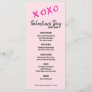 XOXO Pink girly Galentine's day party dinner Menu