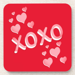 XOXO Pink Hears St Valentine's Day Beverage Coaster