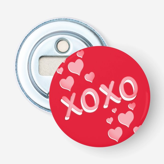 XOXO Pink Hears St Valentine's Day Bottle Opener (Front)