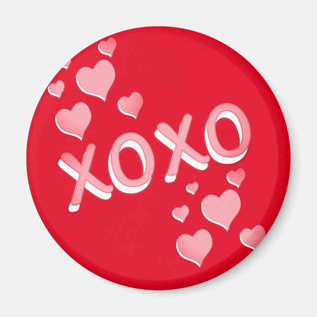 XOXO Pink Hears St Valentine's Day Magnet (Front)