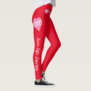 XOXO Pink Heart White XOXO Hugs Kisses Red Leggings