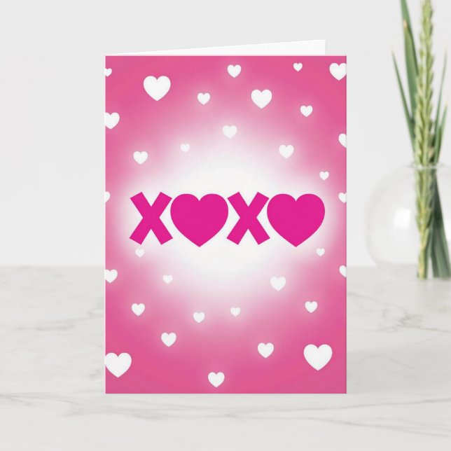 Xoxo Pink Hearts Love Card (Front)