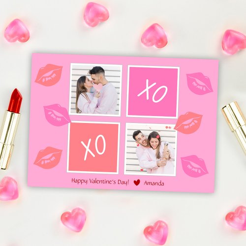 XOXO Pink Photo Couple Happy Valentines Day  Holiday Card