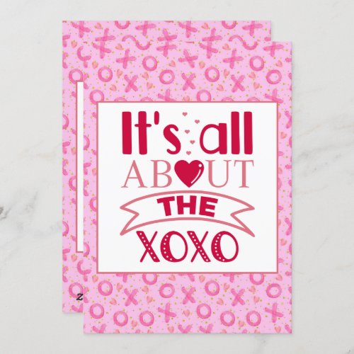 XOXO Pink Red Cute Heart Valentine Greeting Holida Holiday Card