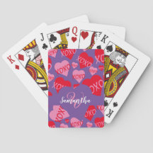XOXO Pink Red Heart Pattern Monogram Purple