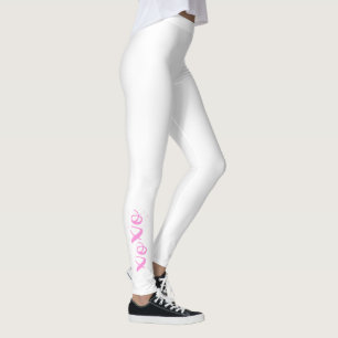 xoxo Pink Text Cool Unique White Leggings