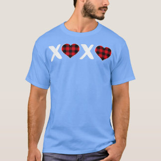 XOXO Plaid Heart Print Graphic Womens Valentine's  T-Shirt
