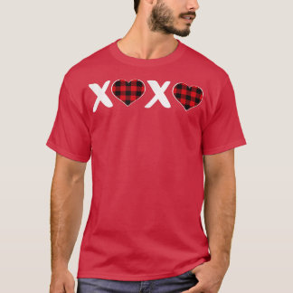 XOXO Plaid Heart Print Graphic Womens Valentine's T-Shirt