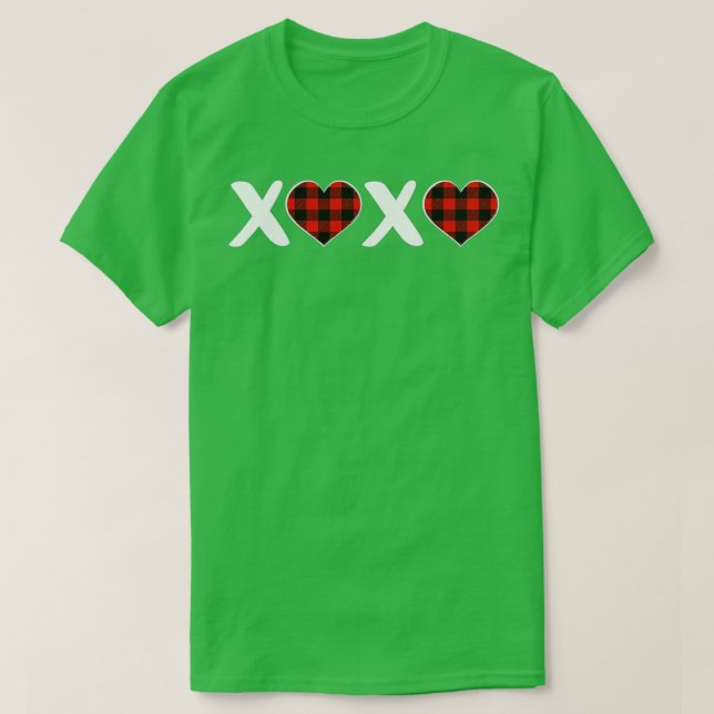 XOXO Plaid Heart Print  Womens Valentine's Day  T-Shirt (Design Front)