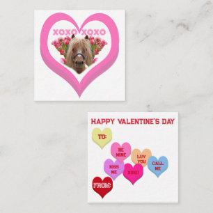XOXO Pretty Pony Conversation Hearts Valentine's Note Card