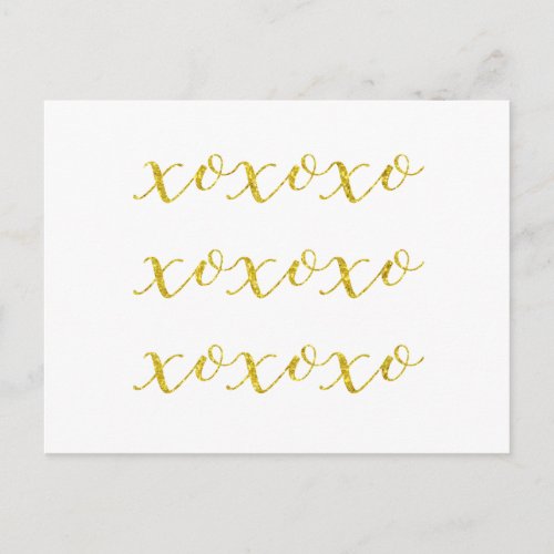 XOXO Quote Faux Glitter Bling Metallic Sequins Postcard