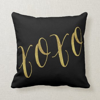 Xoxo Quote Faux Gold Foil Glitter Background Throw Pillow by ZZ_Templates at Zazzle