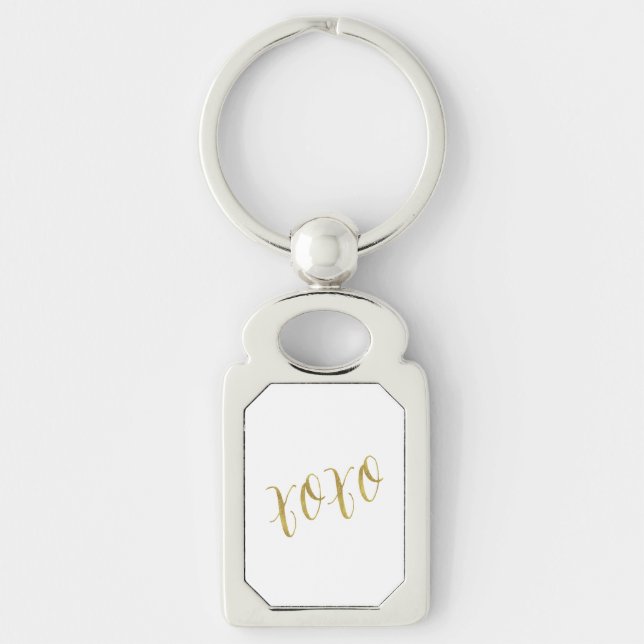 XOXO Quote Faux Gold Glitter Background Template Keychain (Front)