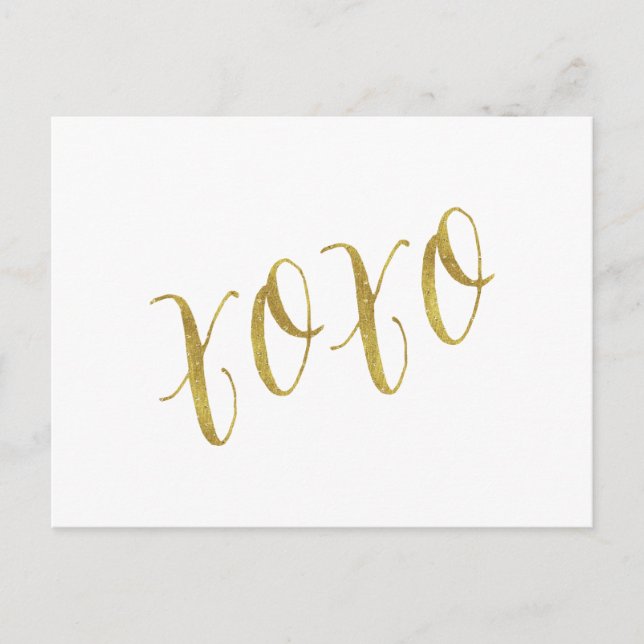 XOXO Quote Faux Gold Glitter Background Template Postcard (Front)