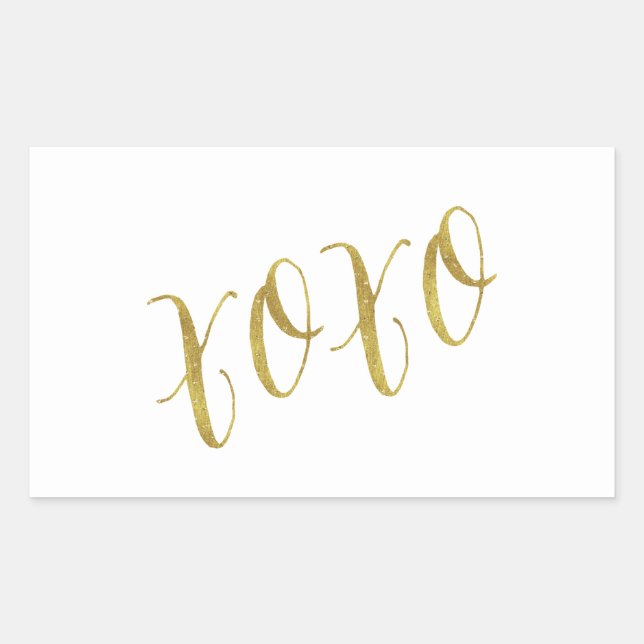 XOXO Quote Faux Gold Glitter Background Template Rectangular Sticker (Front)
