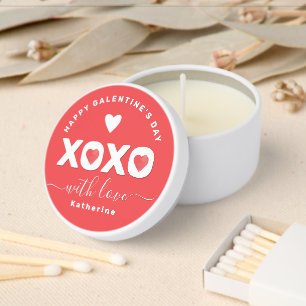 XOXO Red Galentine's Day Personalized Name Mini Candle Favors