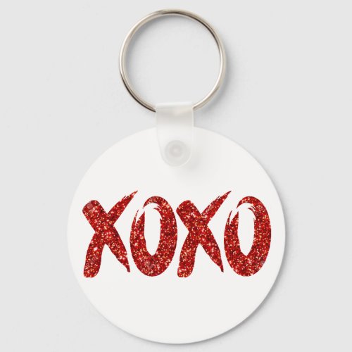 XOXO Red Glitter  Glam Brushstroke Hug and Kisses Keychain