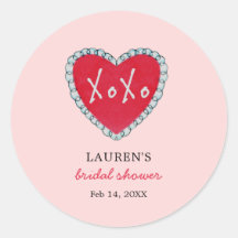 XOXO Red Heart on Pink Bridal Shower