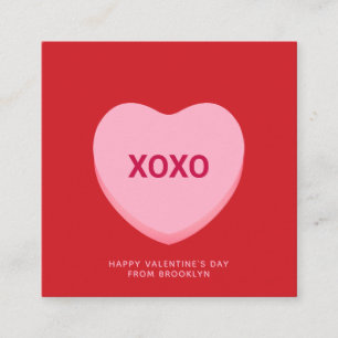 XOXO red pink conversation heart Valentine's card