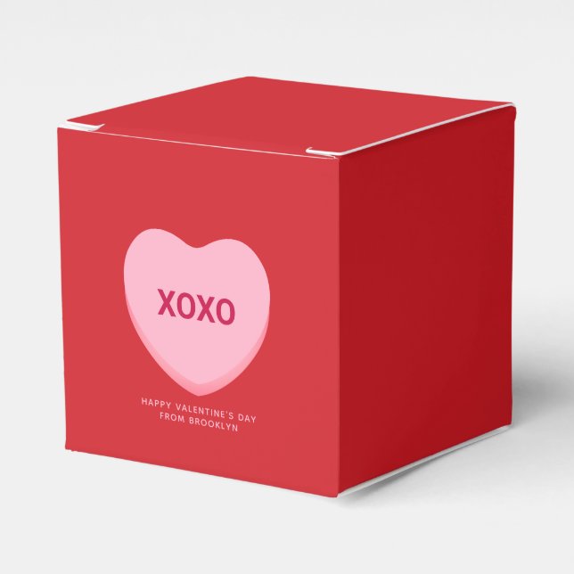 XOXO red pink conversation heart Valentine's Day Favor Boxes (Front Side)