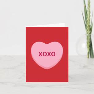 XOXO red pink conversation heart Valentine's Day Note Card