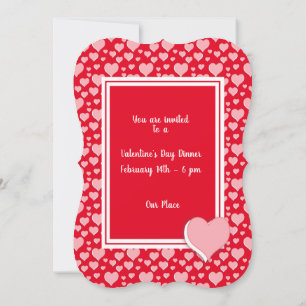 XOXO - Red Pink Hearts Pattern Valentine's Day Invitation