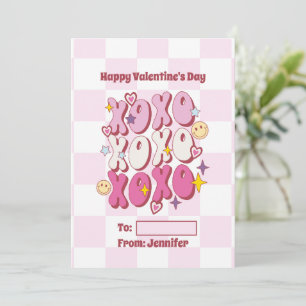 XOXO Retro Valentine’s Day, Checkered Pattern Holiday Card