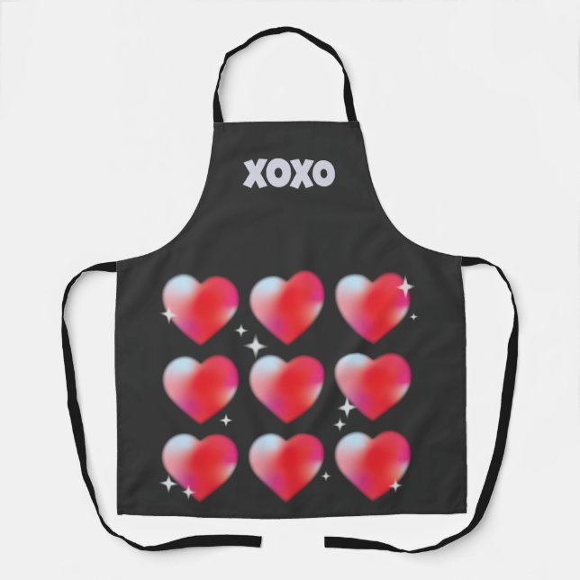 Xoxo romantic red hearts valentine's day apron (Front)