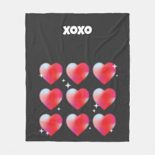 Xoxo romantic red hearts valentine's day fleece blanket