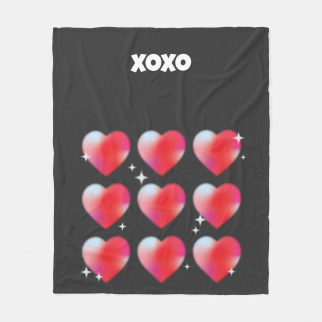 Xoxo romantic red hearts valentine's day  fleece blanket (Front)